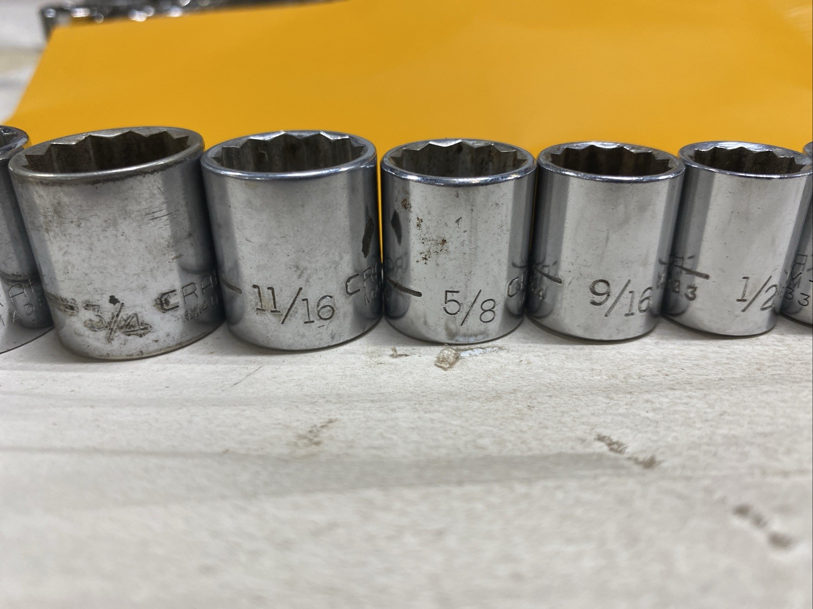 Vintage Craftsman 8pc 3/8” Drive 12 Point SAE Socket Set 3/8″ – 13/16″ USA