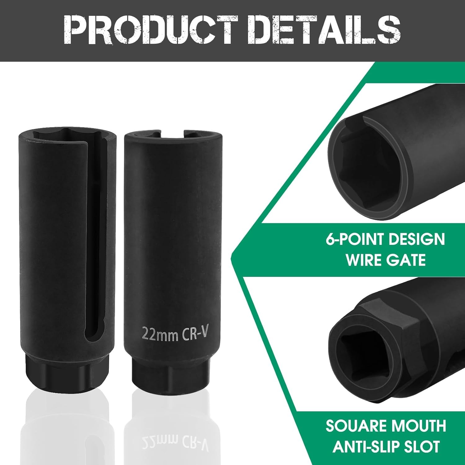 Oxygen Sensor Socket 22mm 7/8 in, 1/2 in Drive O2 Sensor Removal Tool, Heavy-Dut