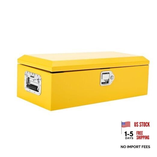 Heavy Duty Steel Truck Bed Tool Box, Powder-Coated Diamond Plate Storage Chest