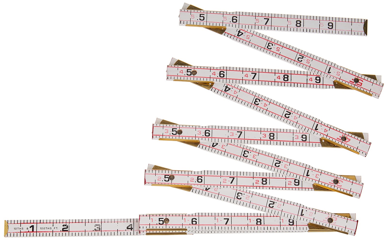 Crescent Lufkin Red End Wood Ruler 1 Foot Brass Plated Durable Measuring Tool