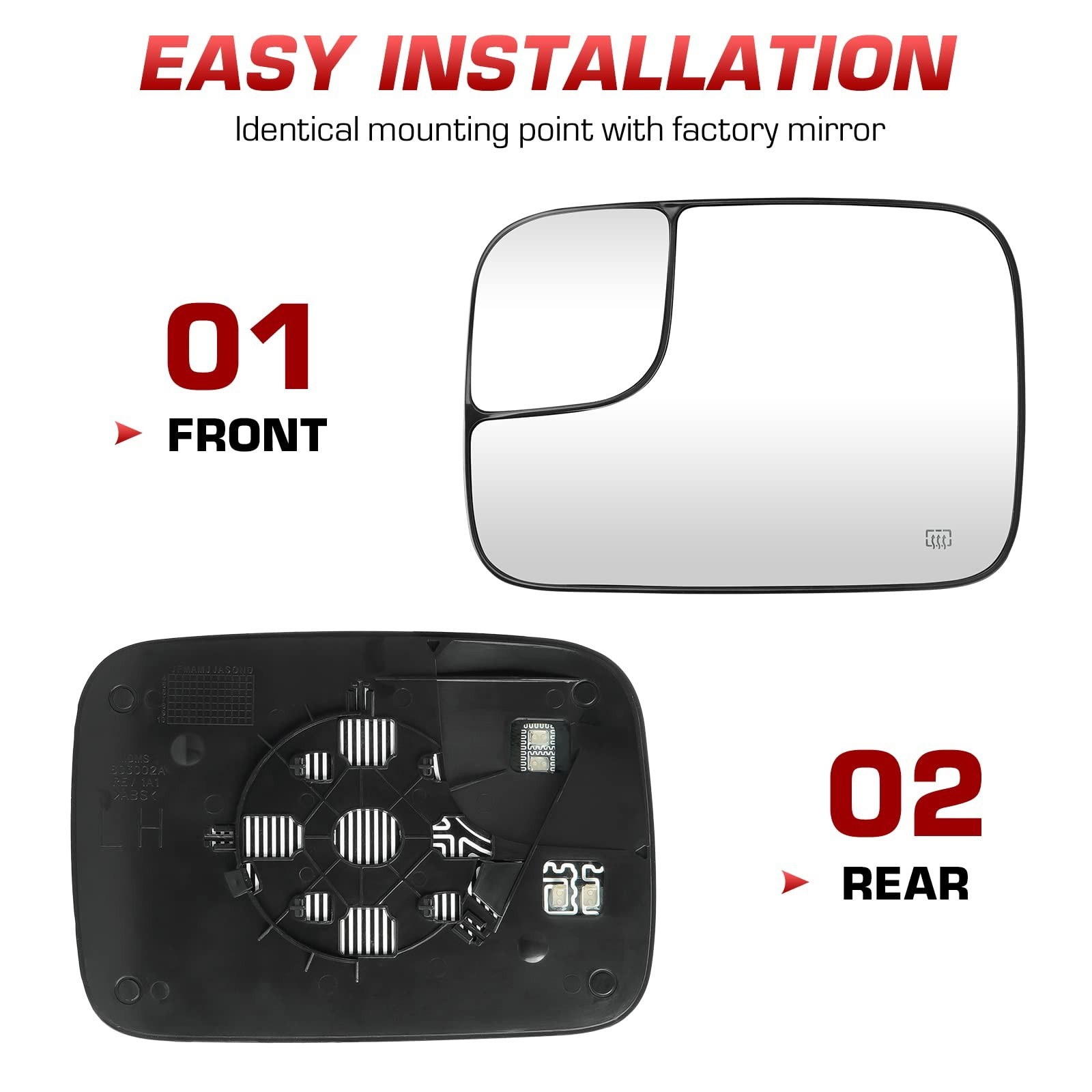 Driver Left Side View Heated Mirror Glass for Dodge Ram 1500 2500 3500 2005-2…