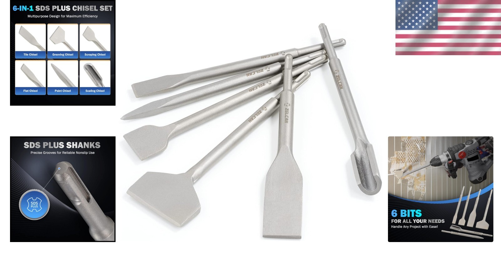 All-in-One 6pcs SDS Plus Chisel Set: Precision Tools for Masonry Work
