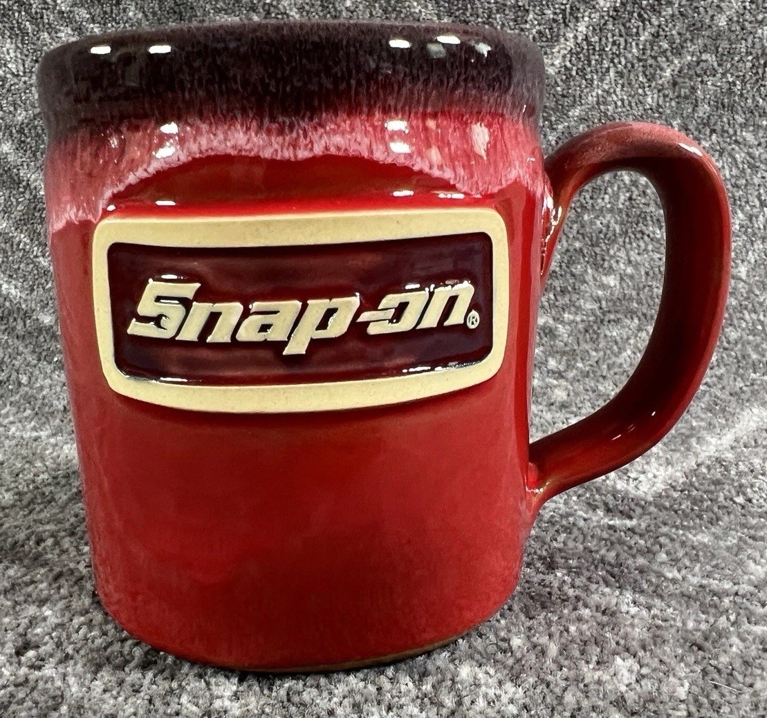Snap-On 2023 Exclusive Red Deneen Pottery Handmade Mug 4”Hx3.25”