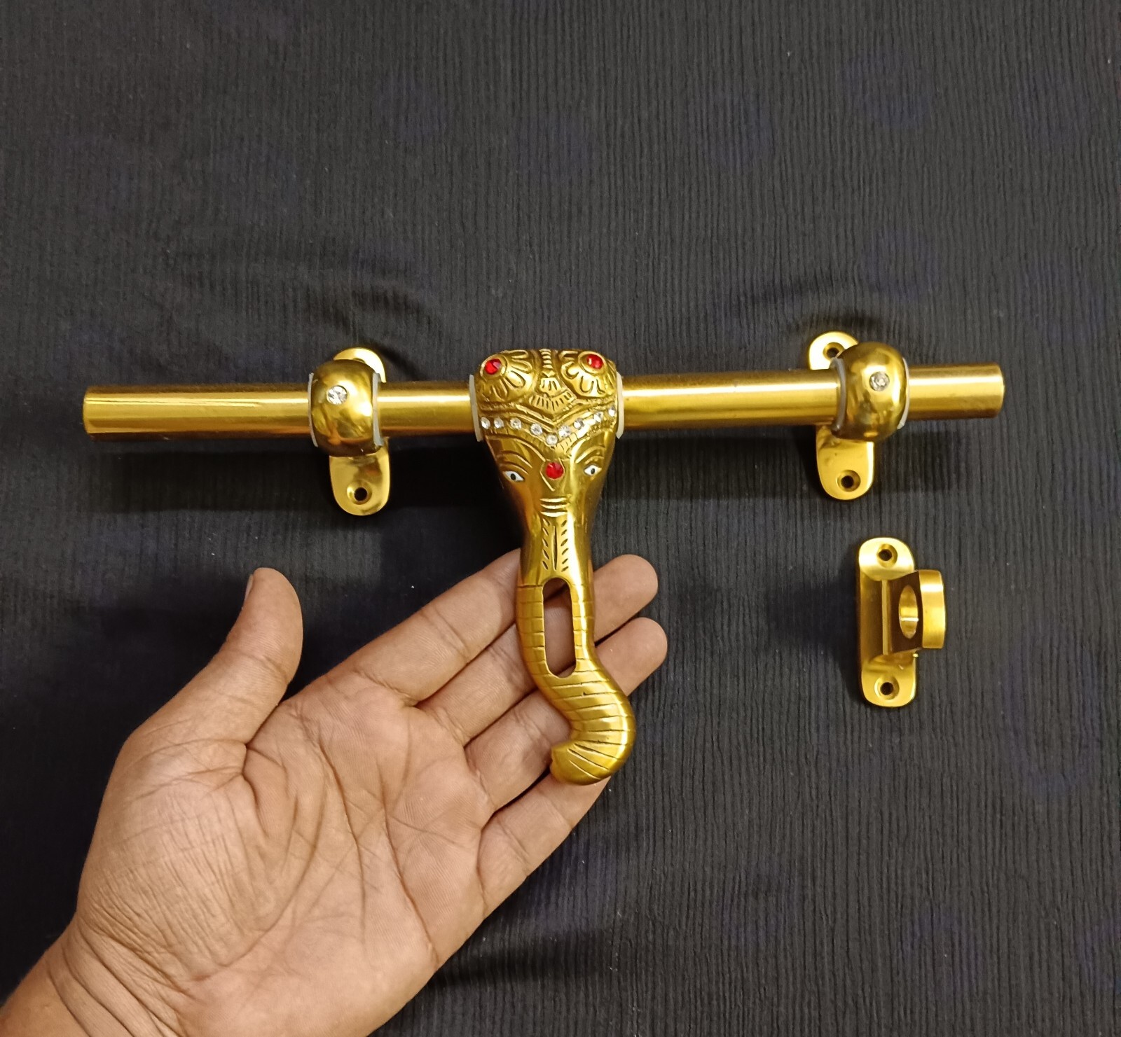 Elephant Face Design Door Latch Lock Brass Ganesha Door Sliding Latch Lock CA619