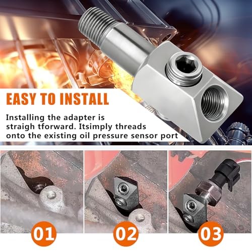 Oil Pressure Sensor Thread Adapter, 1/8-27 NPT Port Plugs for Chevy/GM Small