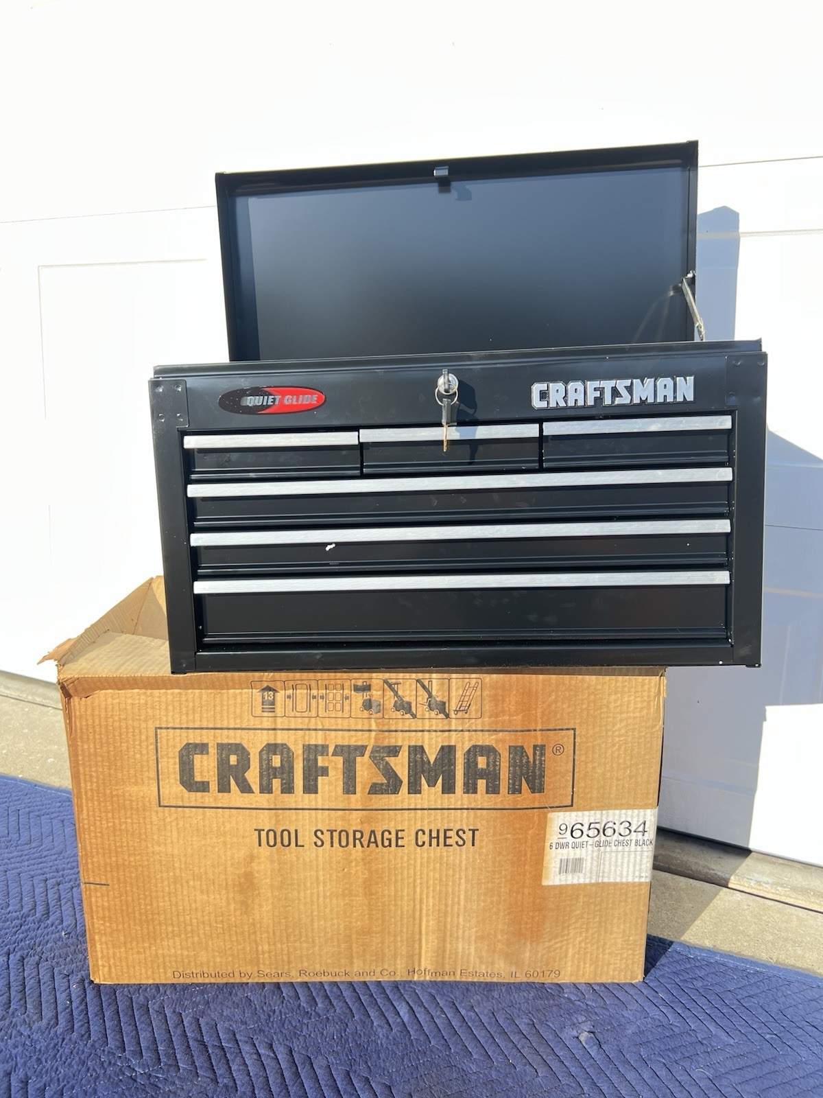 *BRAND NEW NOS* Sears Craftsman 6 Drawer Top Tool Box Chest Black MADE IN USA