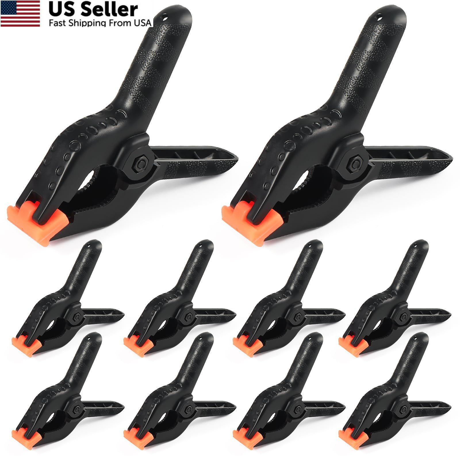10 Pcs Spring Clamps, PureGuard 4.5 Inch Plastic Balloon Inches, Black