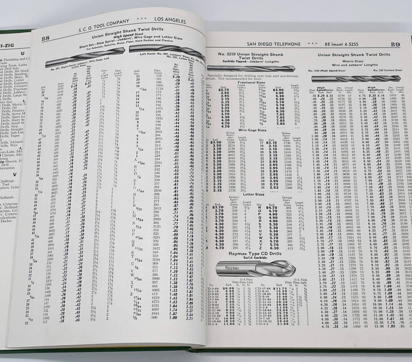 1955 S.C.O. Catalog Metal Cutting Tools Shop Supplies Hardcover