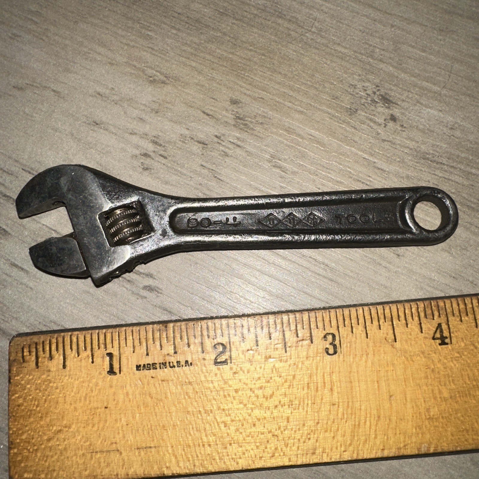 Vintage Utica 4” Adjustable Wrench Three Diamond Logo USA Rare!! 90-4