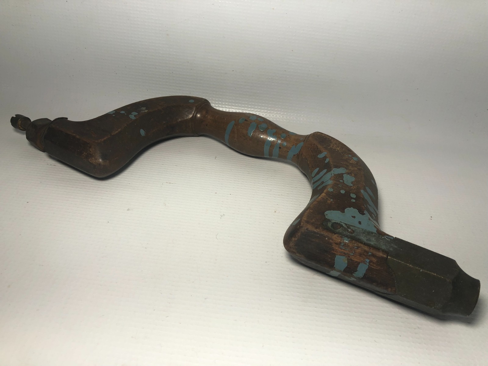 Antique 1800’s Wood & Brass Brace Hand Drill Tool Parts