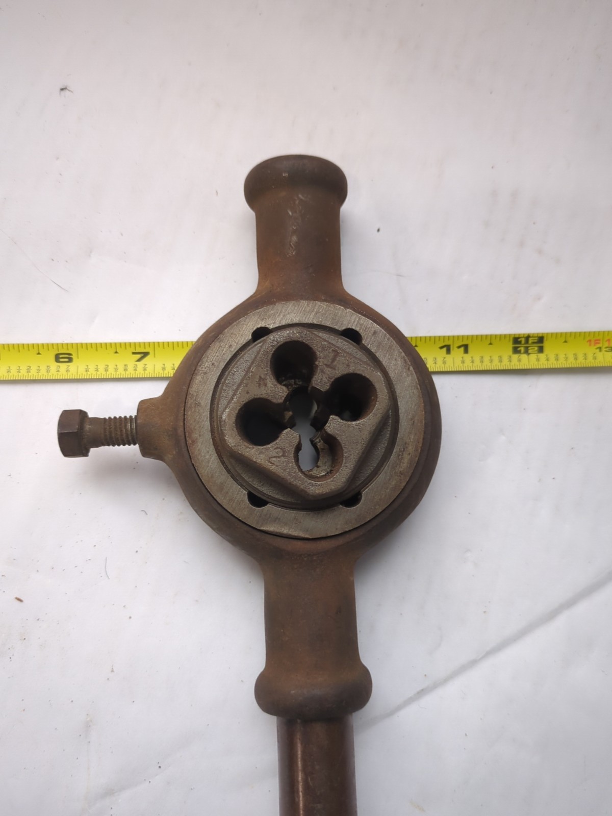 Vintage GTD Little Giant 1/2-13 NC Adjustable Die & Handle Stock Greenfield MA U