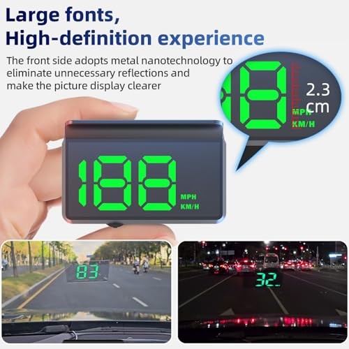 HUD Head Up Display for Car Speedometer – MPH KM/H – Overspeed Alarm
