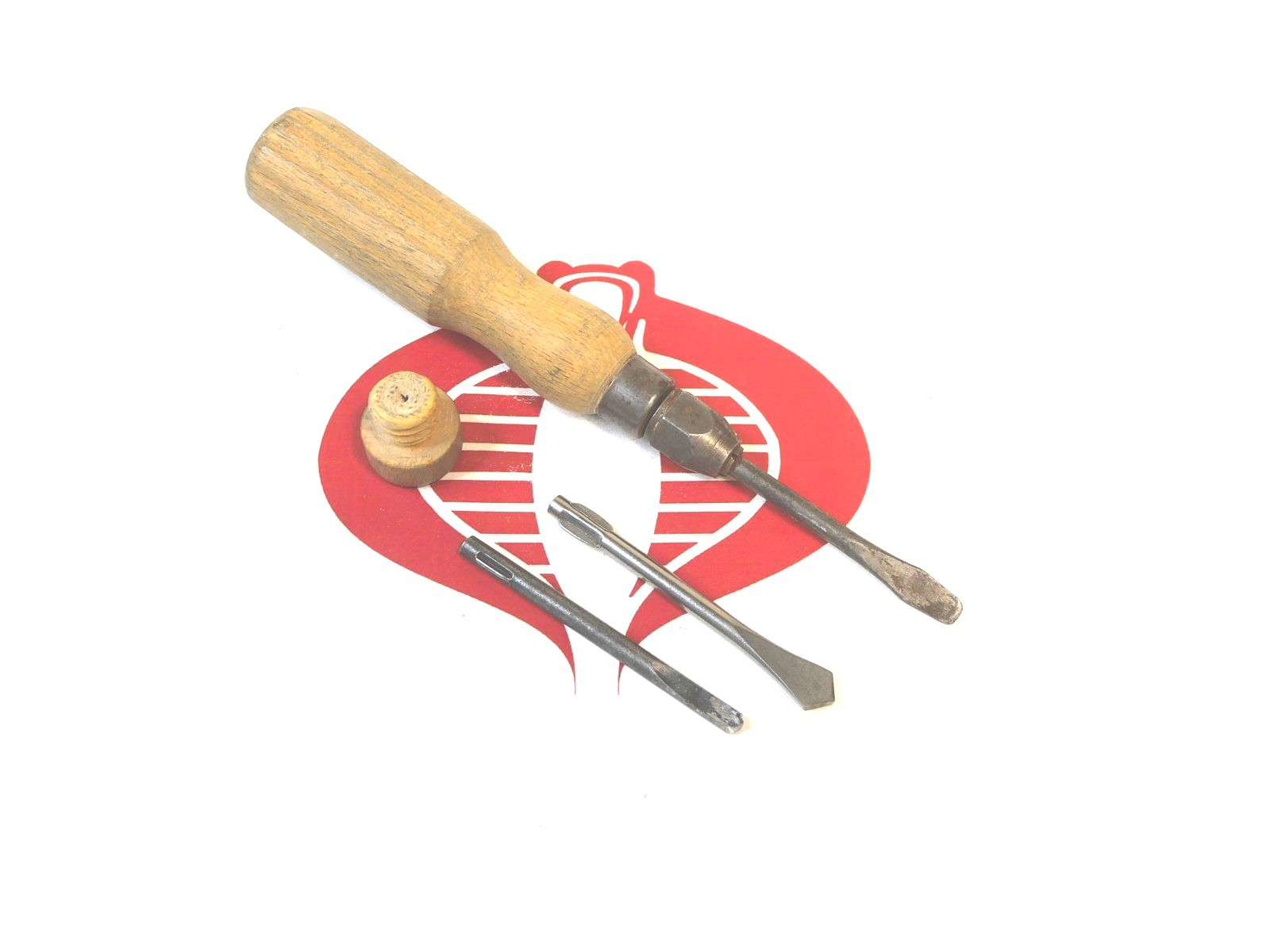 Wood Handle Multi Tool Hand Chisel BIT SET w Hollow Handle for STORAGE 3 BITS
