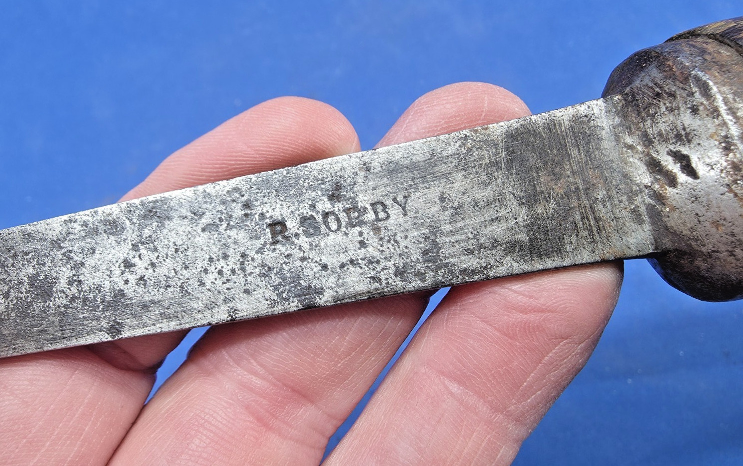 NARROW Early “R. SORBY’ – 1/8” Pig Sticker or Mortise Chisel