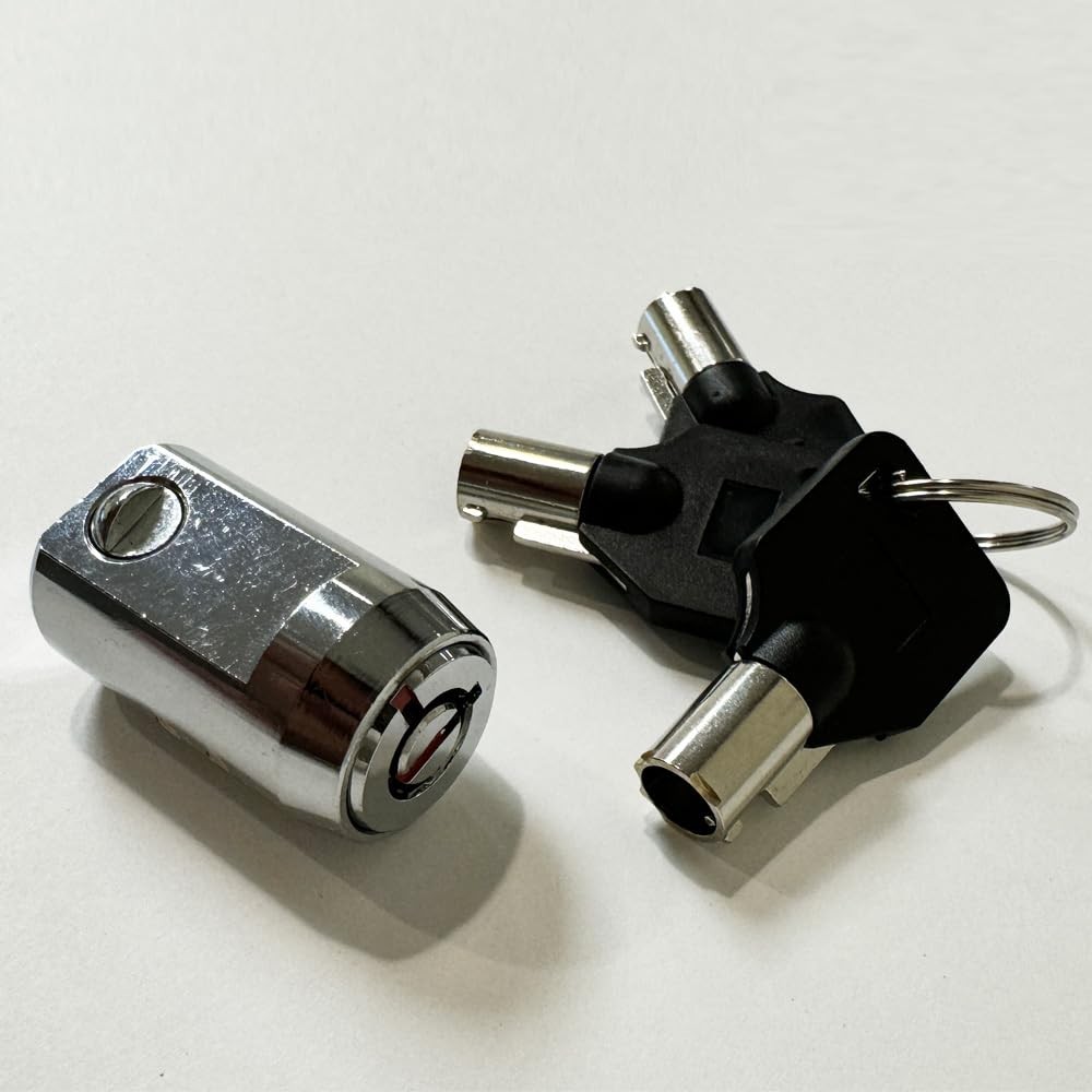 RiKey Security – Storage Cylinder Lock with 3 Tubular Keys 1 Cylinder, Silver