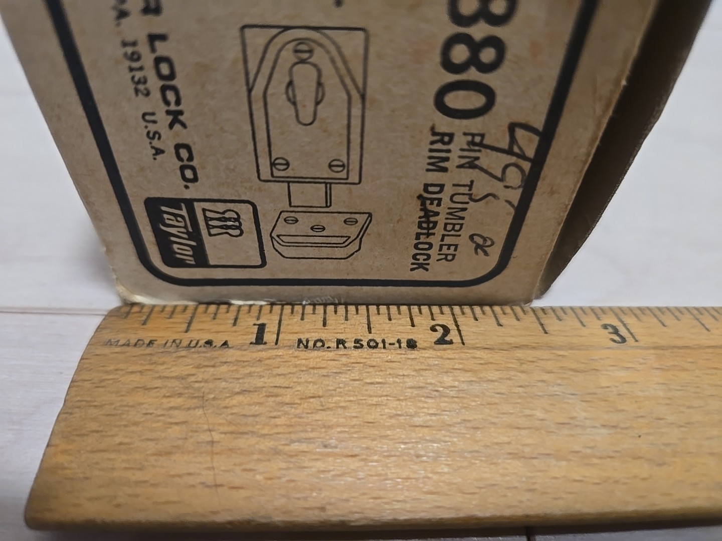 Vintage Taylor Lock Co Brass A880 Rim Deadlock Deadbolt Lock w/ Keys New USA