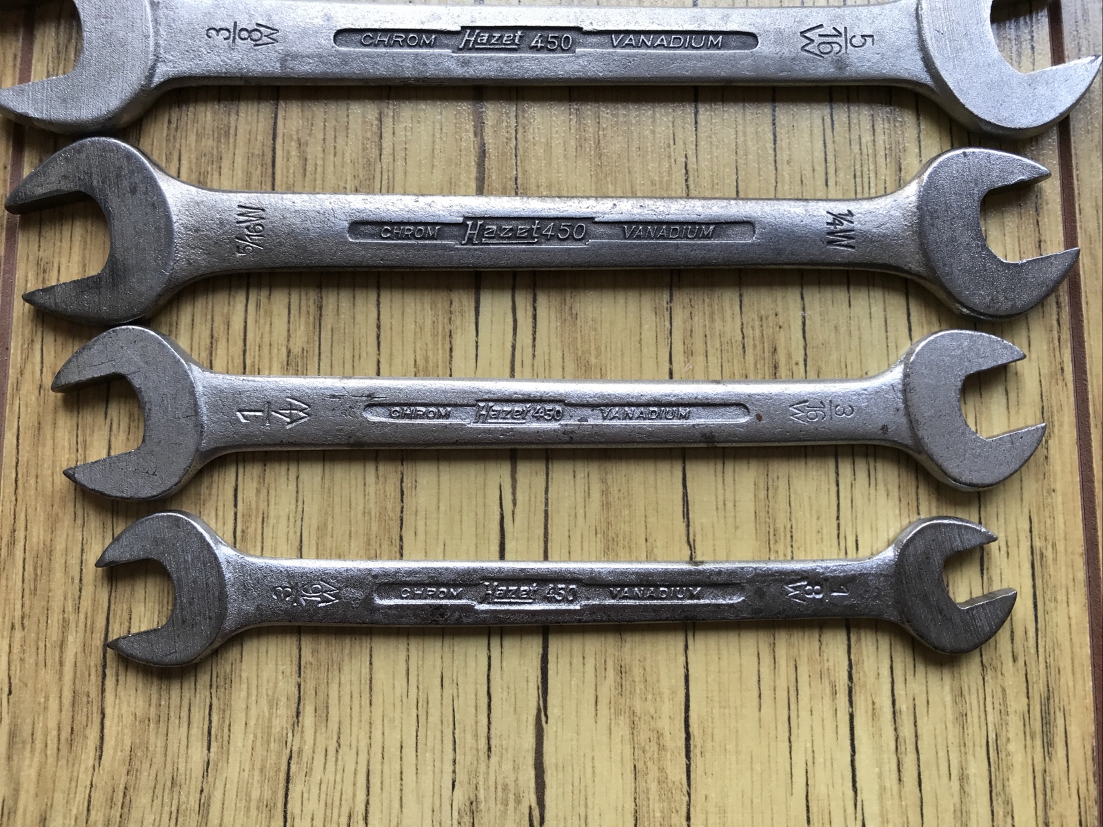 6 Vintage Hazet 450 Open Ended Spanners 1/2”to 1/8” whitworth.