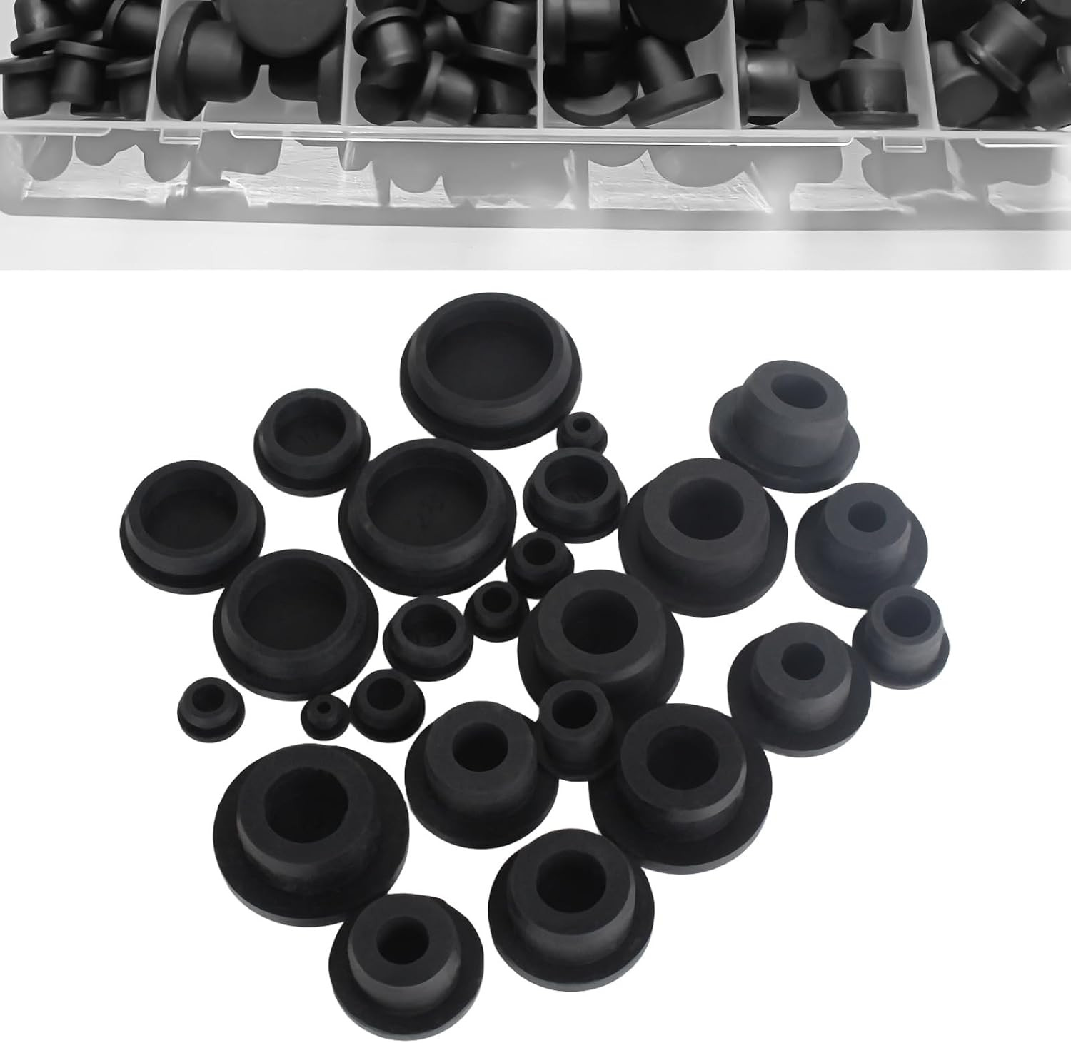 2-In-1 T-Shaped & Slot Style 17 Sizes 114PCS Silicone Rubber Hole Plugs, round H