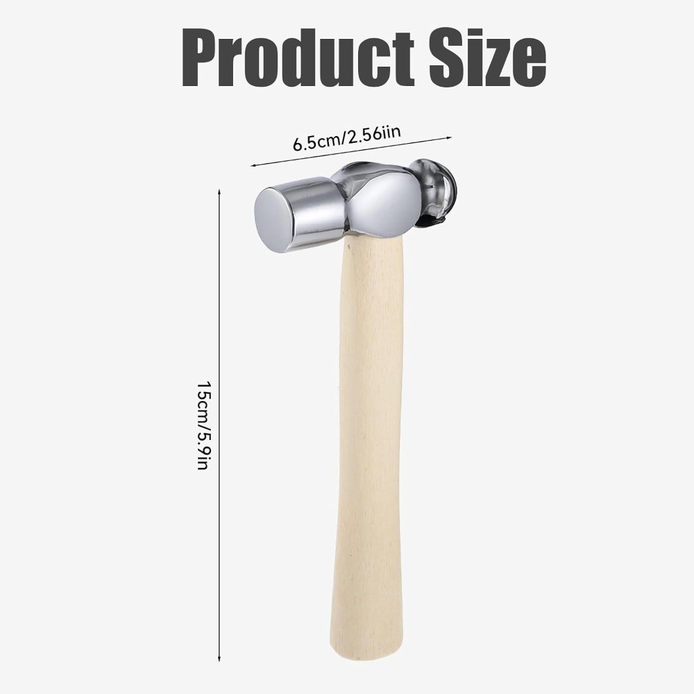 Mini Ball Peen Hammer with Wooden Handle, Small Round Head Tool for Jewelry