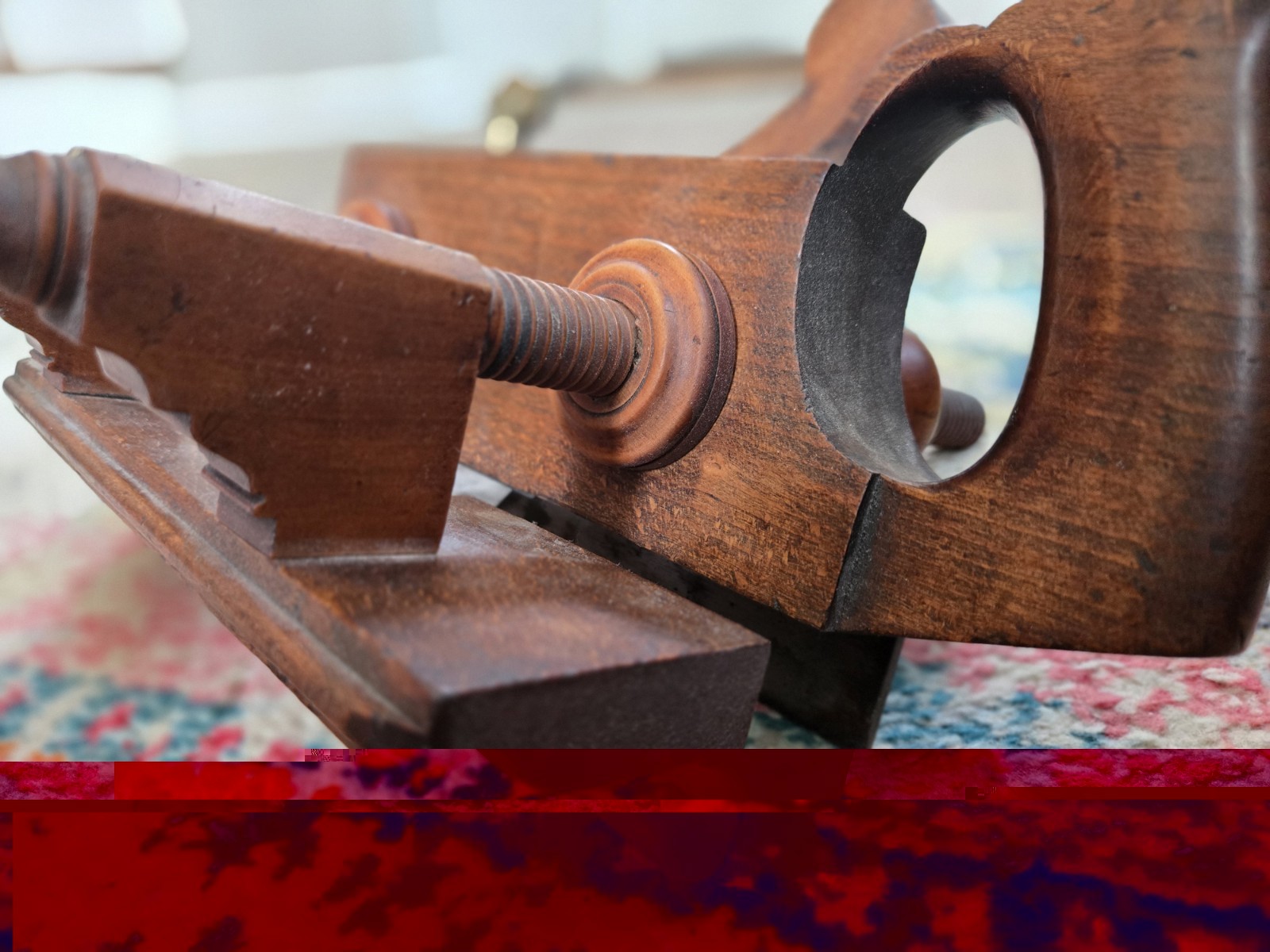 Antique D.R. Barton Boxwood Screw Arm Plow Plane Wood Tool Plough Rochester NY