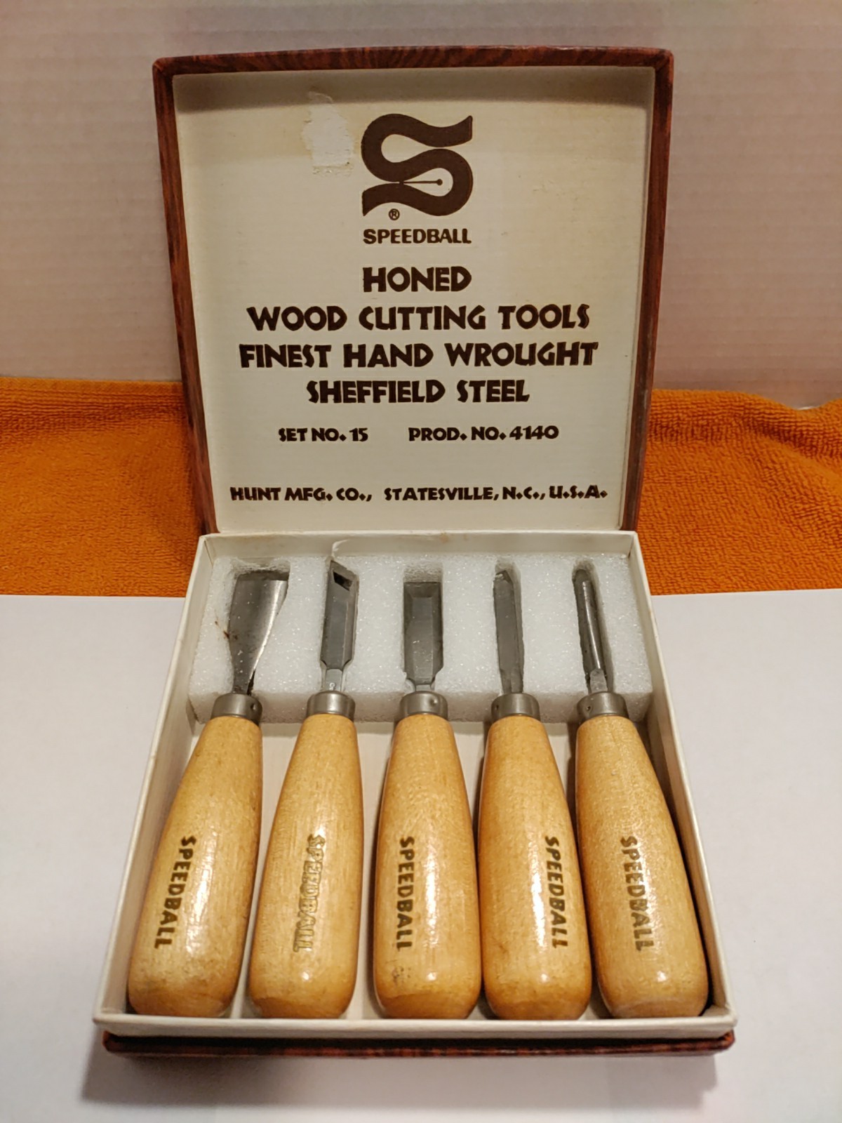 Speedball VGC No.15 5 Piece Chisel Set Honed Wood Cutting Tool Sheffield Steel