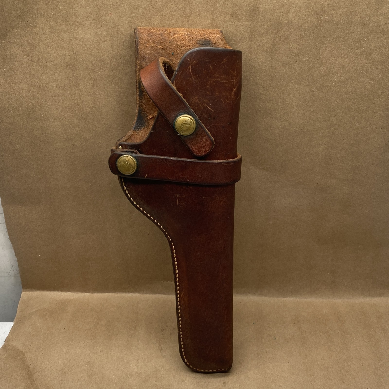 Vintage Hunter Leather Holster Model 1100 Brown Right Hand Snap Closure
