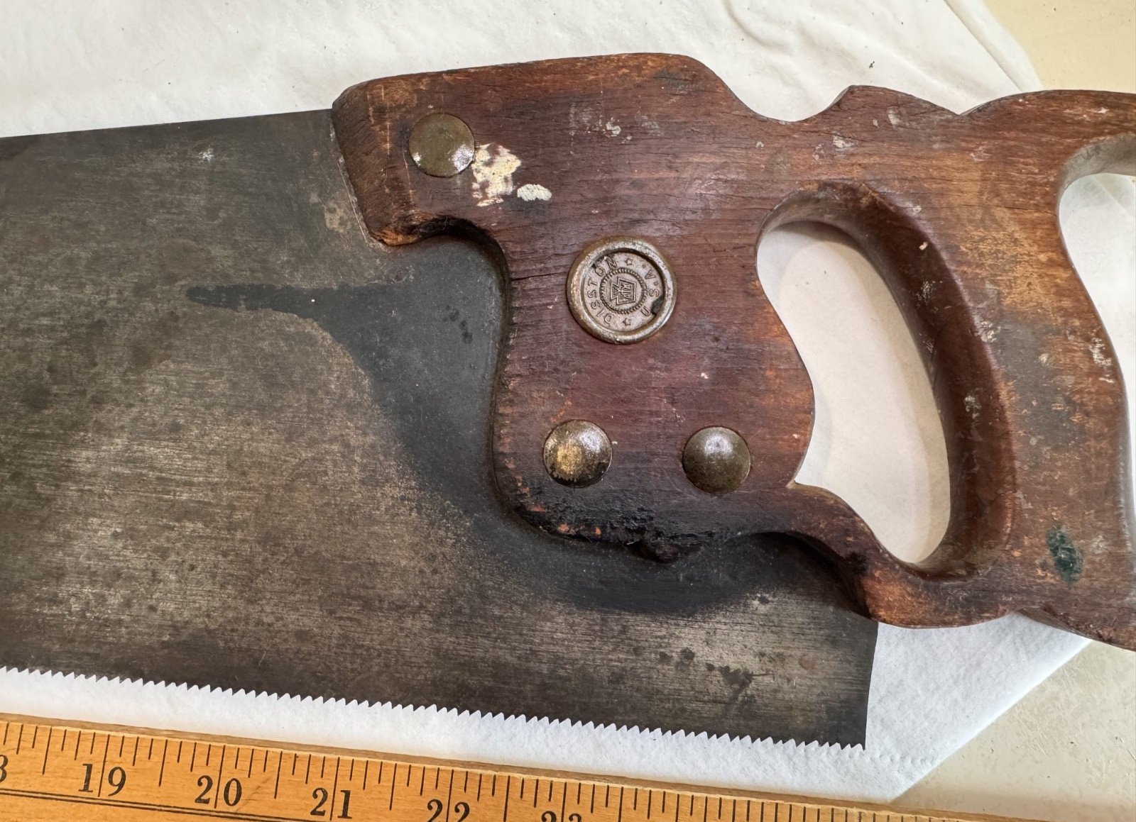 Vintage Disston Hand Saw Wood Handle 26″ SEE PHOTOS