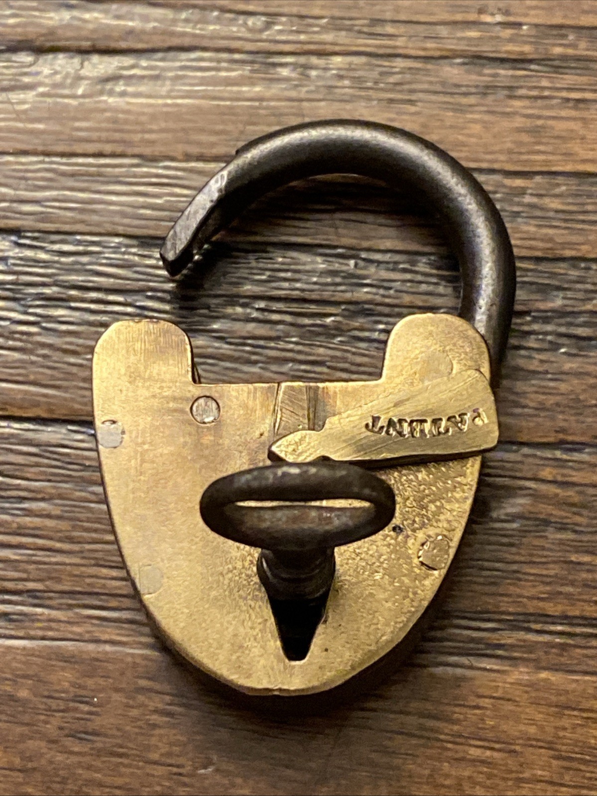Antique Tiny 1″ Brass Heart Shape Lock & Key