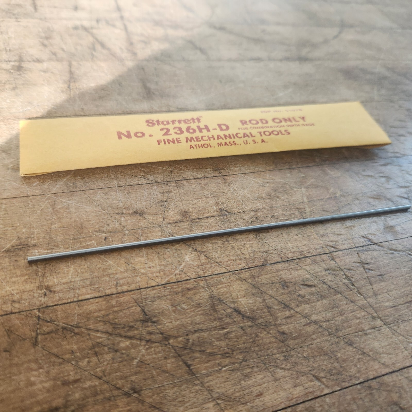 starrett no 236H-D rod only for depth gauge New