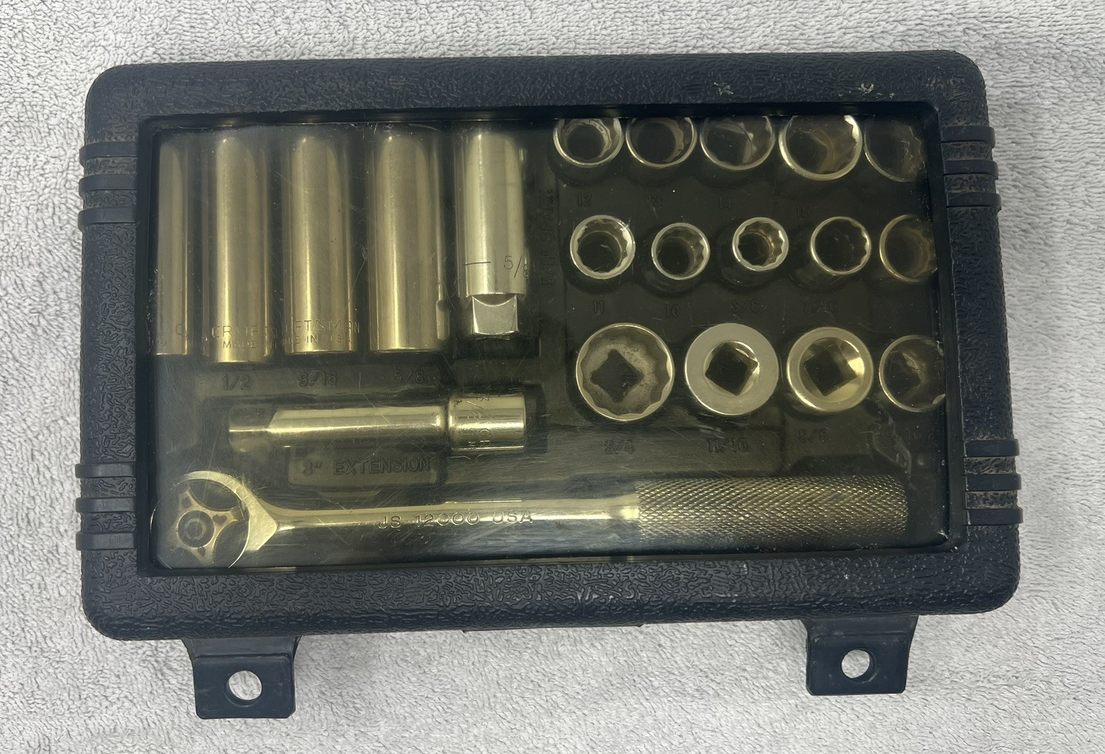 Vintage Craftsman USA 3/8″ Drive Socket Set w/ JS Ratchet & Hard Case – SAE/Me