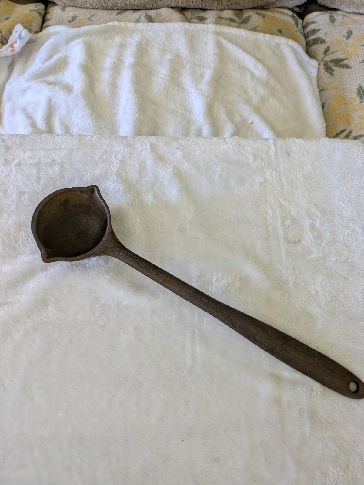 Vintage Hollands Cast Iron Smelting Double Spout #3 Ladle Blacksmith Made in USA
