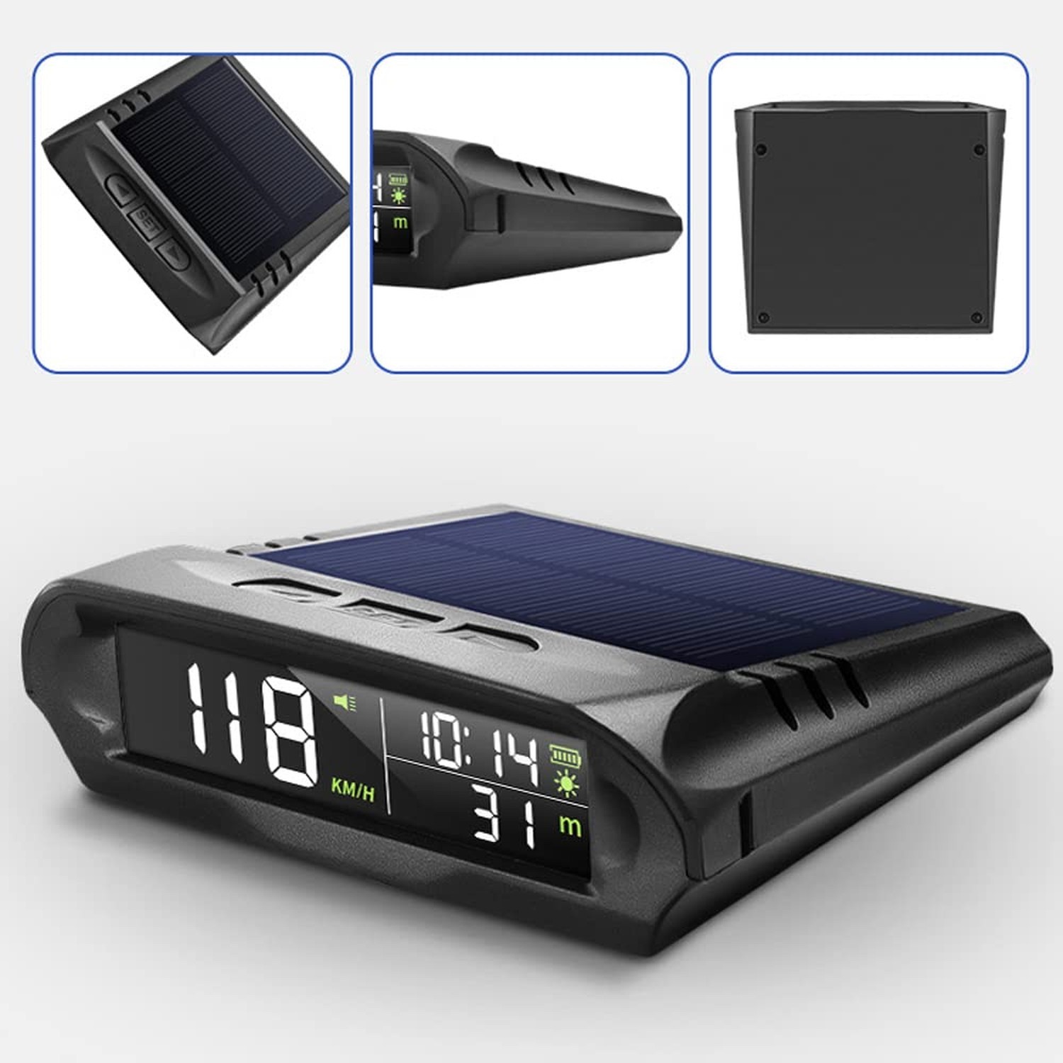 Car Wireless Headup Display Solar GPS Digital Speedometer with LCD Screen Ove…
