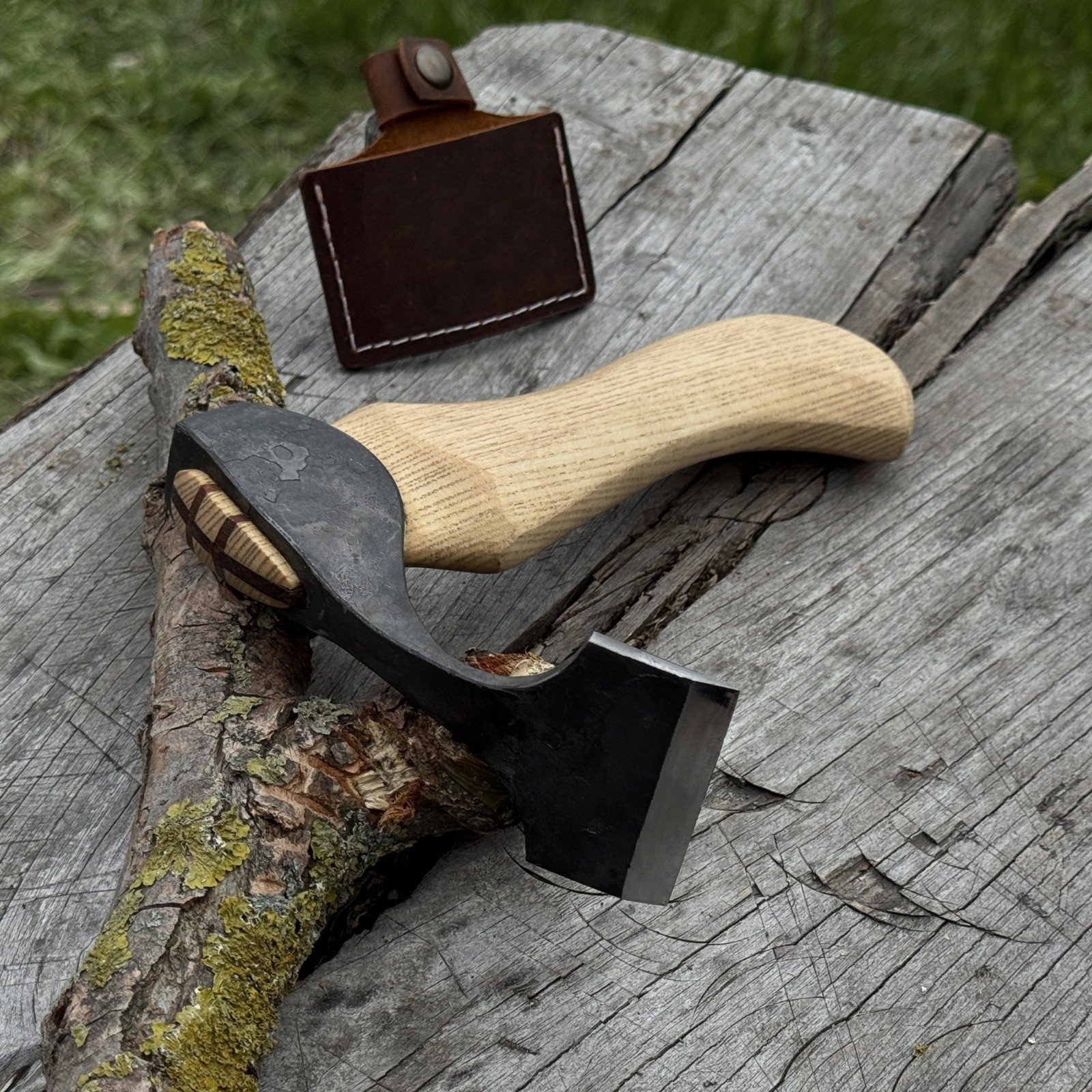 8.66” Hand Forged Small Adze 52100 Carbon Steel Spoon Carving Axe Sharky Tool