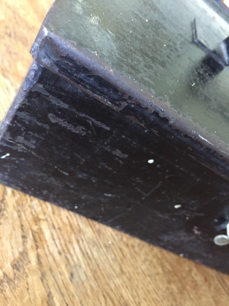 Vtg 50s Industrial Tool Box Black Steel Retro Distressed hand made 12×7”