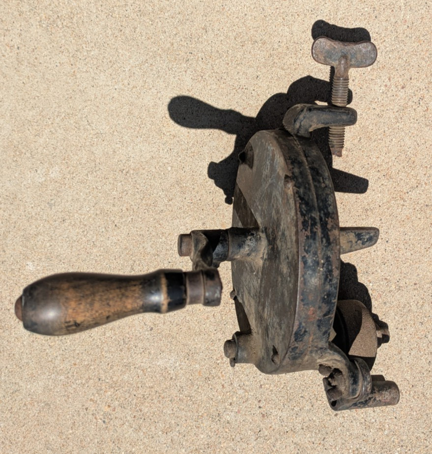 Vintage/Antique Cast Iron Hand Crank Bench Grinder/Sharpener Stamped C3 Nice!!