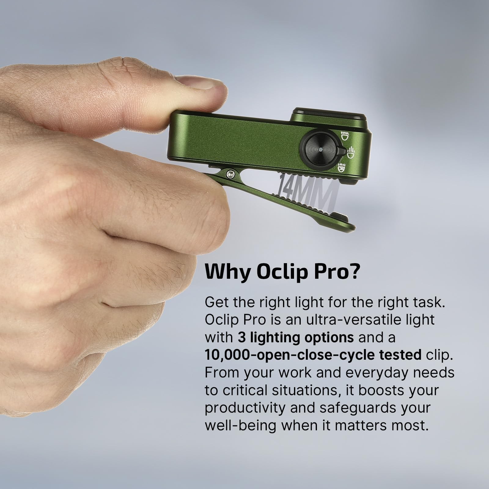 OLIGHT Oclip Pro EDC Flashlight Clip-on Light, Rechargeable 500 OD Greeen