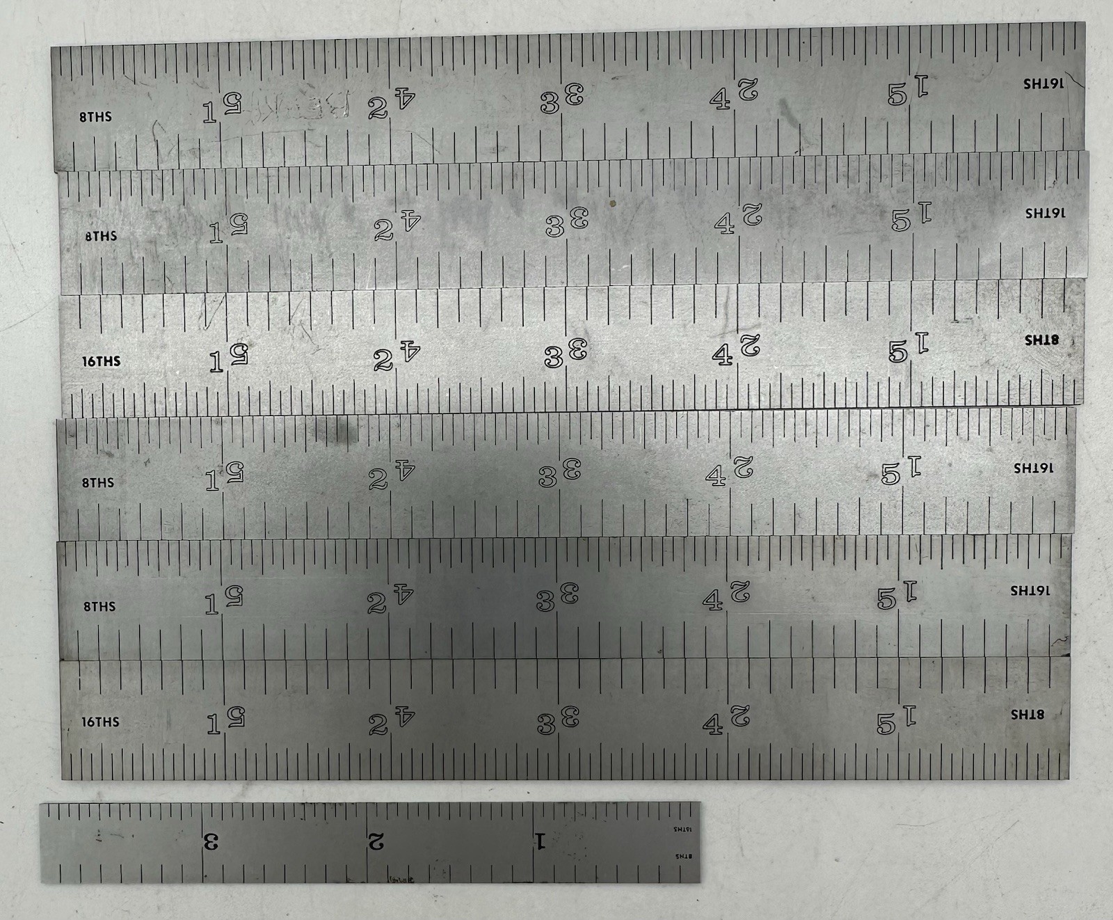 6) PRODUCTS ENGINEERING 6″ STAINLESS STEEL RULE SAE FRACTIONAL PEC7506 USA RULER