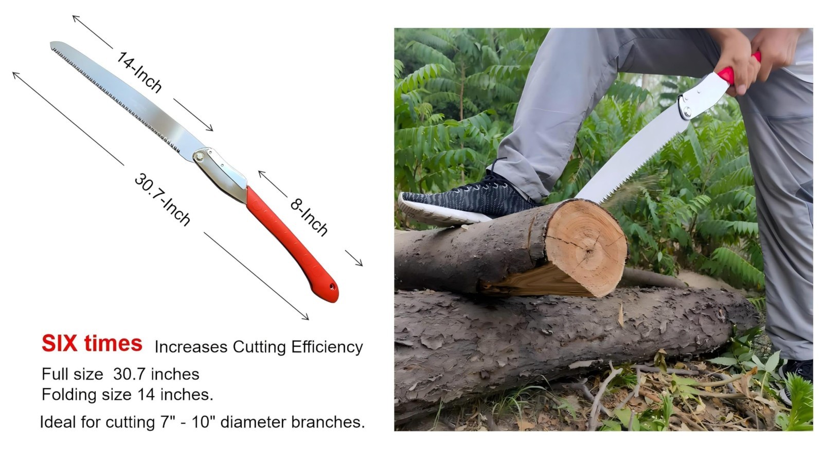 14″ Folding Saw SK5 Steel Large Hand Saw For Camping Pruning Tree Trimming Red