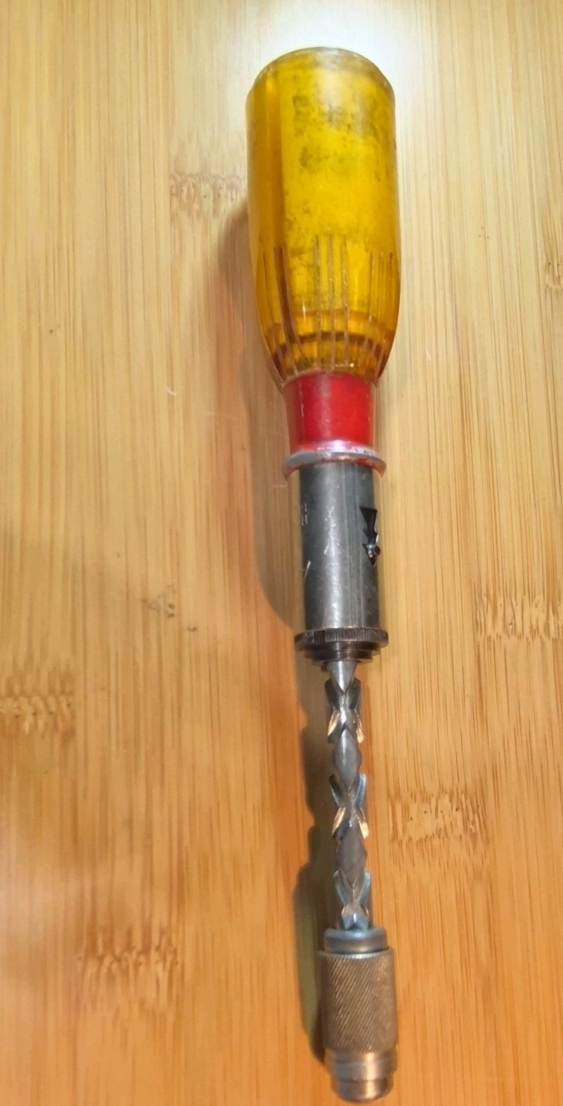 Vintage North Bros Yankee Handyman 233H Spiral Push Ratchet Screwdriver 6 Bits