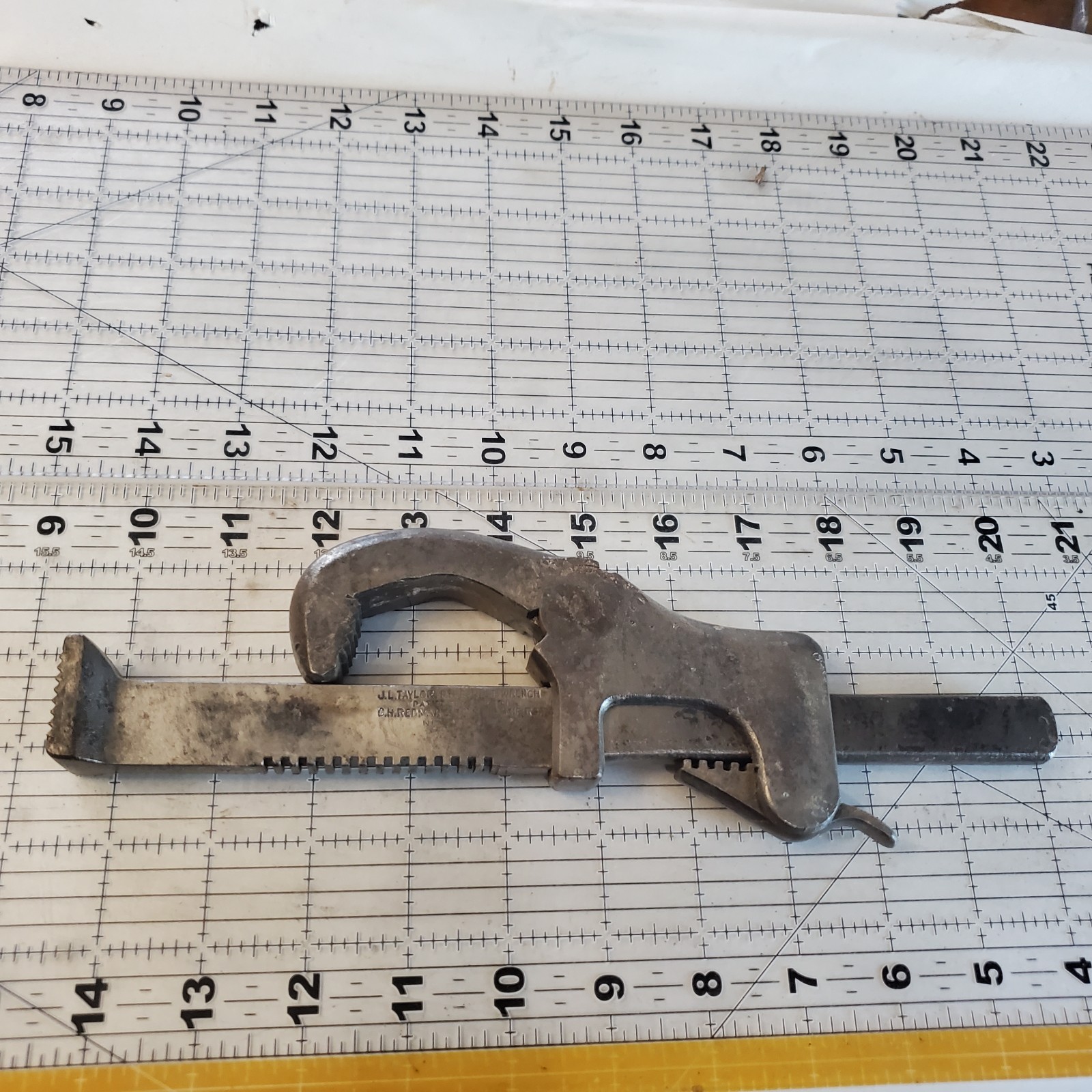 Antique J.L. TAYLOR QUICK ADJUST PIPE NUT WRENCH Pat. DEC. 1 1891 Mechanic