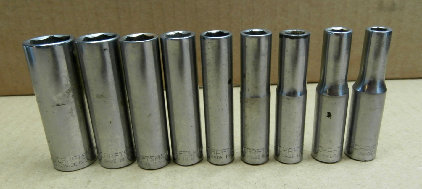 CRAFTSMAN Tools USA 6pt 1/4″ Dr 43571 3/16 – 43589 1/2 SAE Socket Set/9