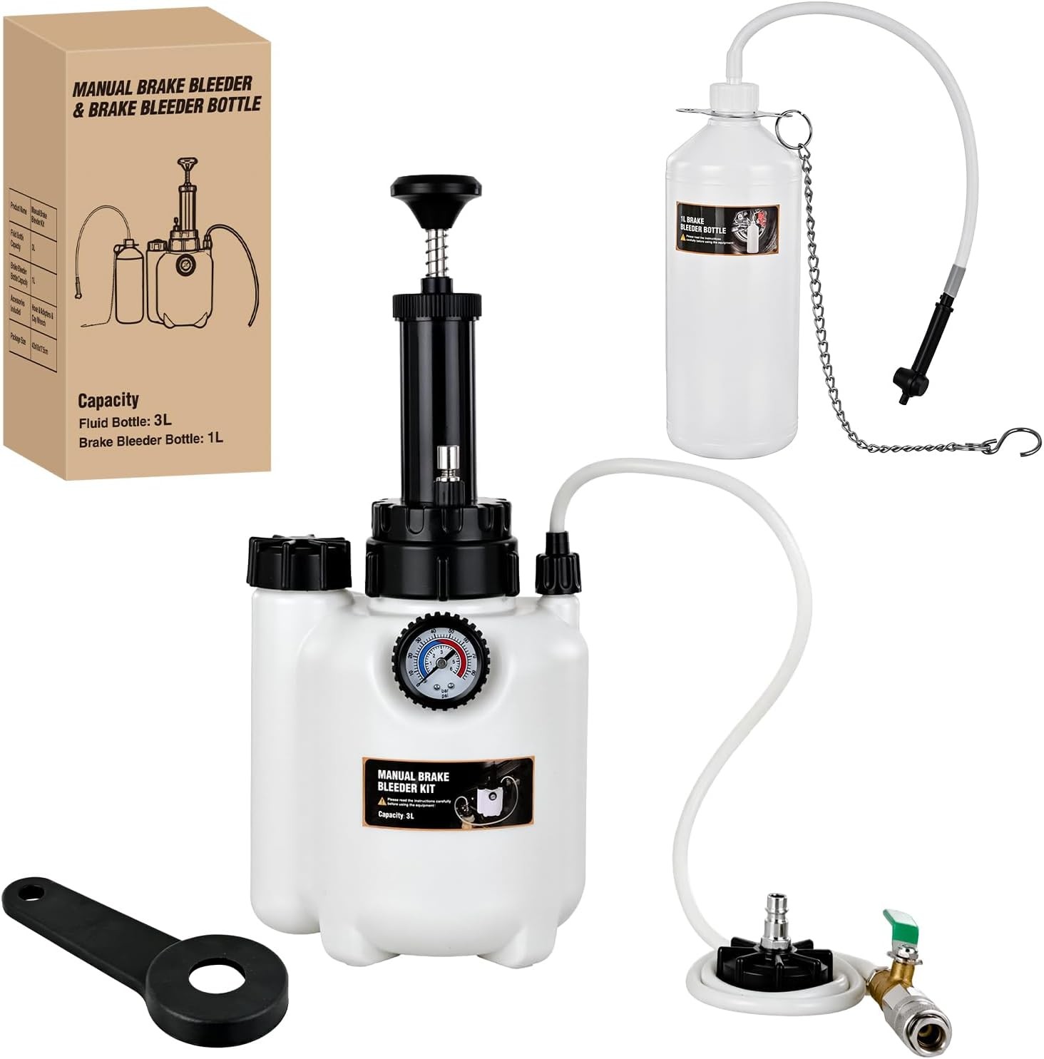 Brake Bleeder Kit 3L Manual Brake Bleeder Vacuum 3L Brake Bleeder+1L Bottle