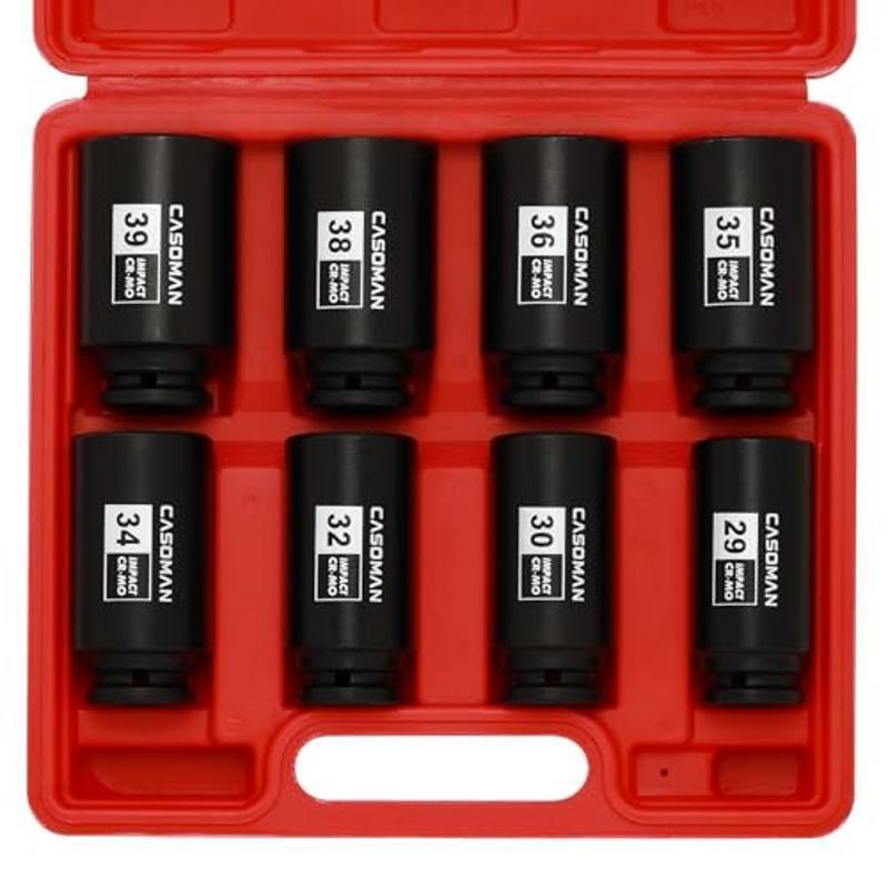 1/2″ Drive 12pt Deep Impact Socket Set 29-39mm CR-MO Metric Heavy Duty 8 Piece