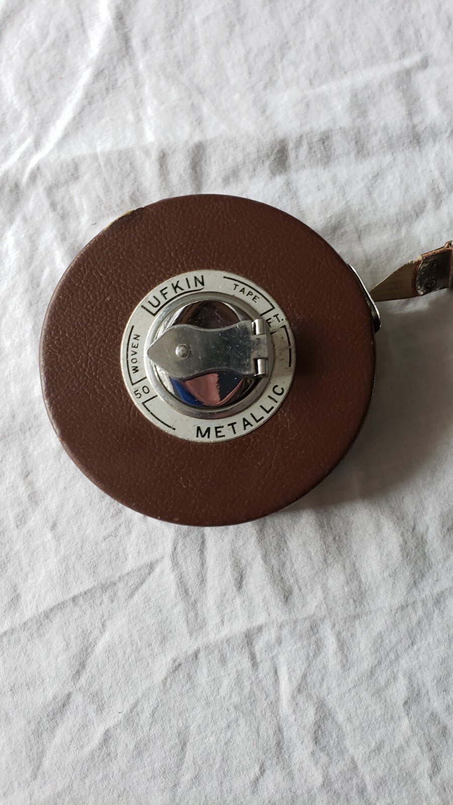 Vintage LUFKIN Rule Co. Metallic Woven Tape Measure 50 feet Saginaw Michigan