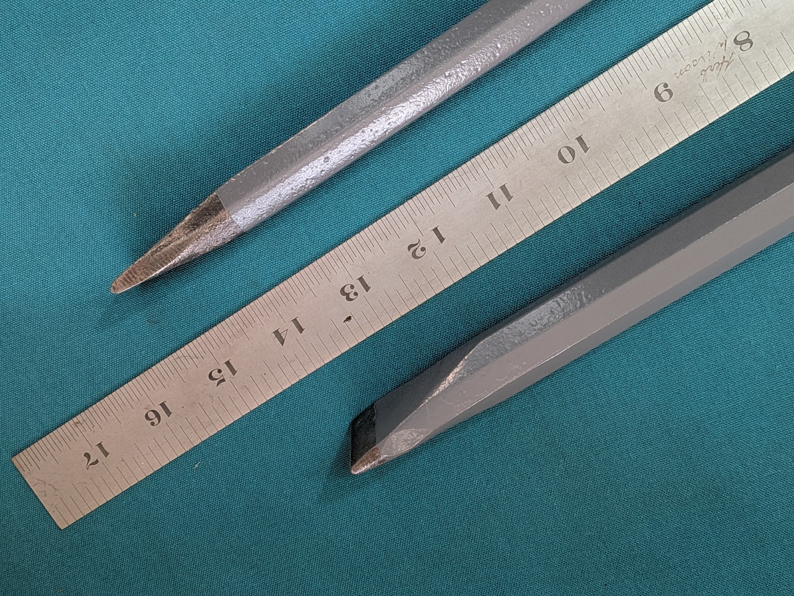 Vintage Two Refurbished Extra Long Cold Chisels 1″ x 15-1/2″ AND 1-1/8″ x 14″