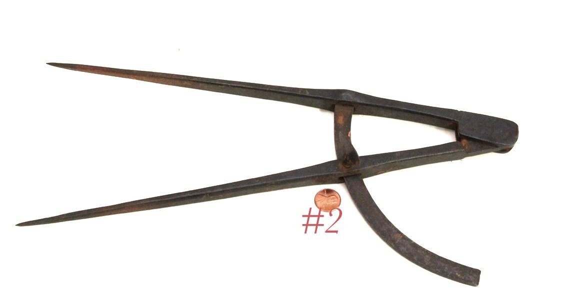 antique primitive IRON BLACKSMITH MADE LONG 15 INCH DIVIDERS calipers