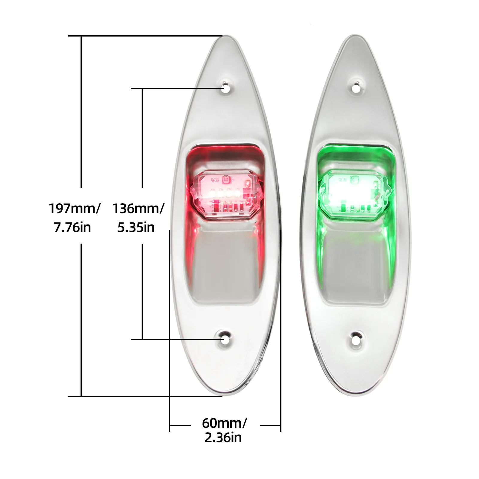 Marine Boat Navigation Light 12V LED Red Green Bow Side Signal Waterproof 2PC