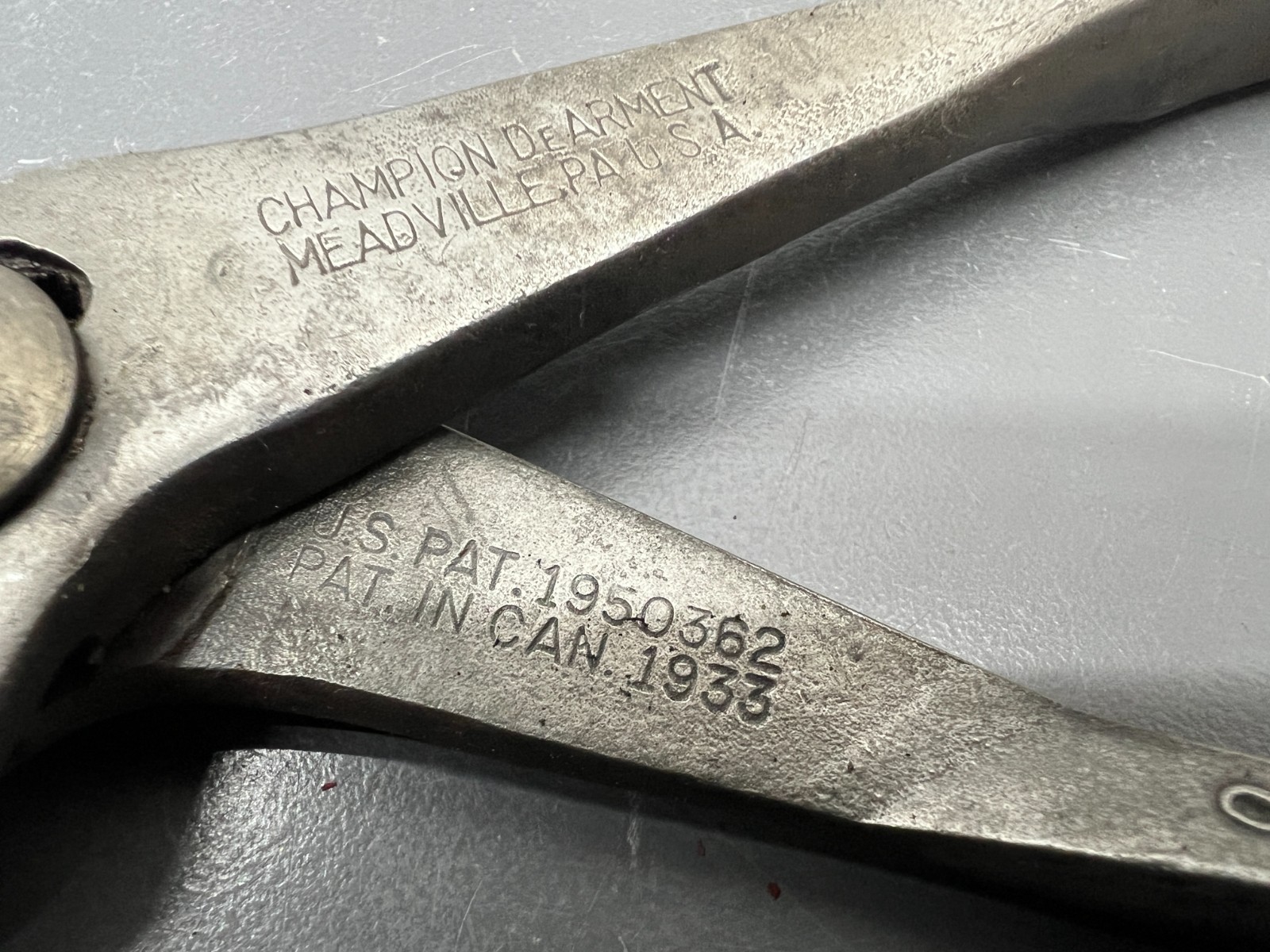 (I) VINTAGE CHANNELLOCK CHAMPION DEARMENT 407 PARROT HEAD PLIERS 1933 PAT. – USA
