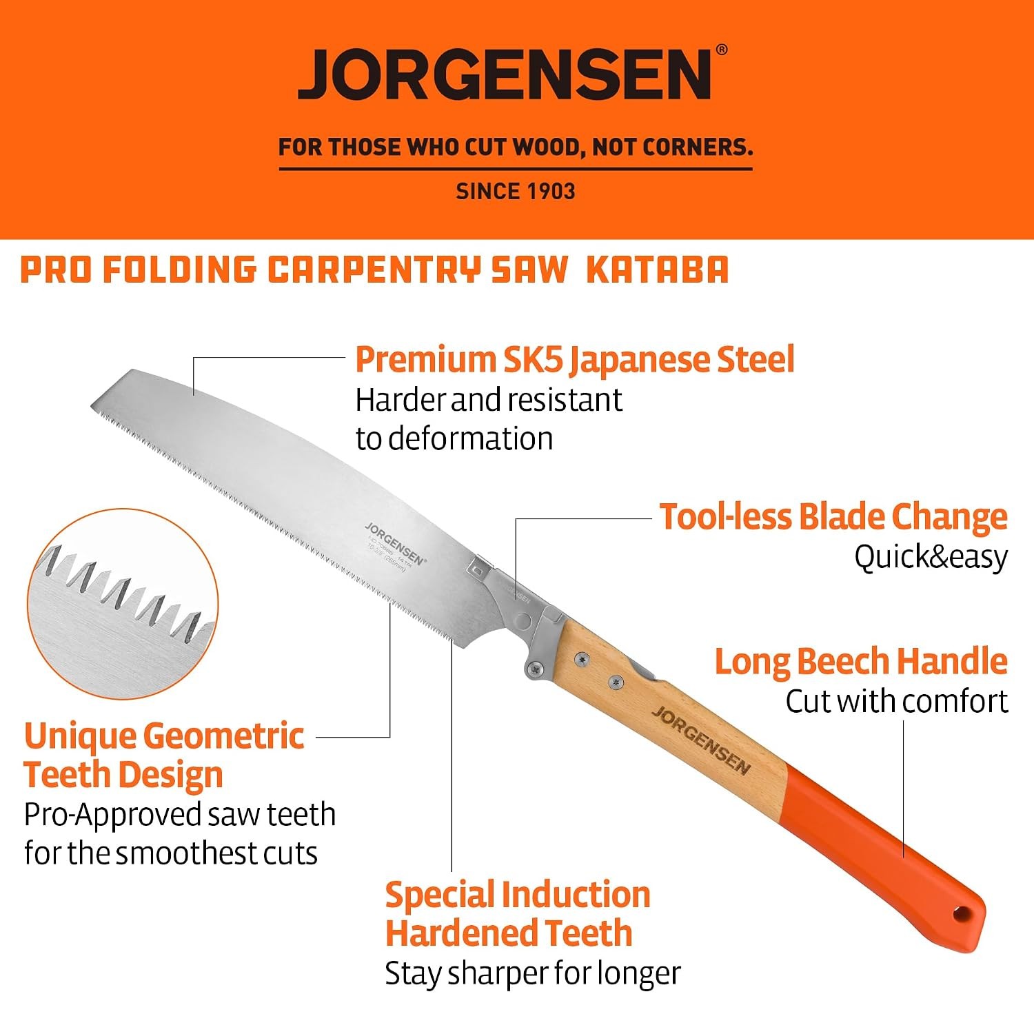 Japanese Pull Saw Kataba Folding SK5 Steel 10-3/8 Inch Japanese Saw with High