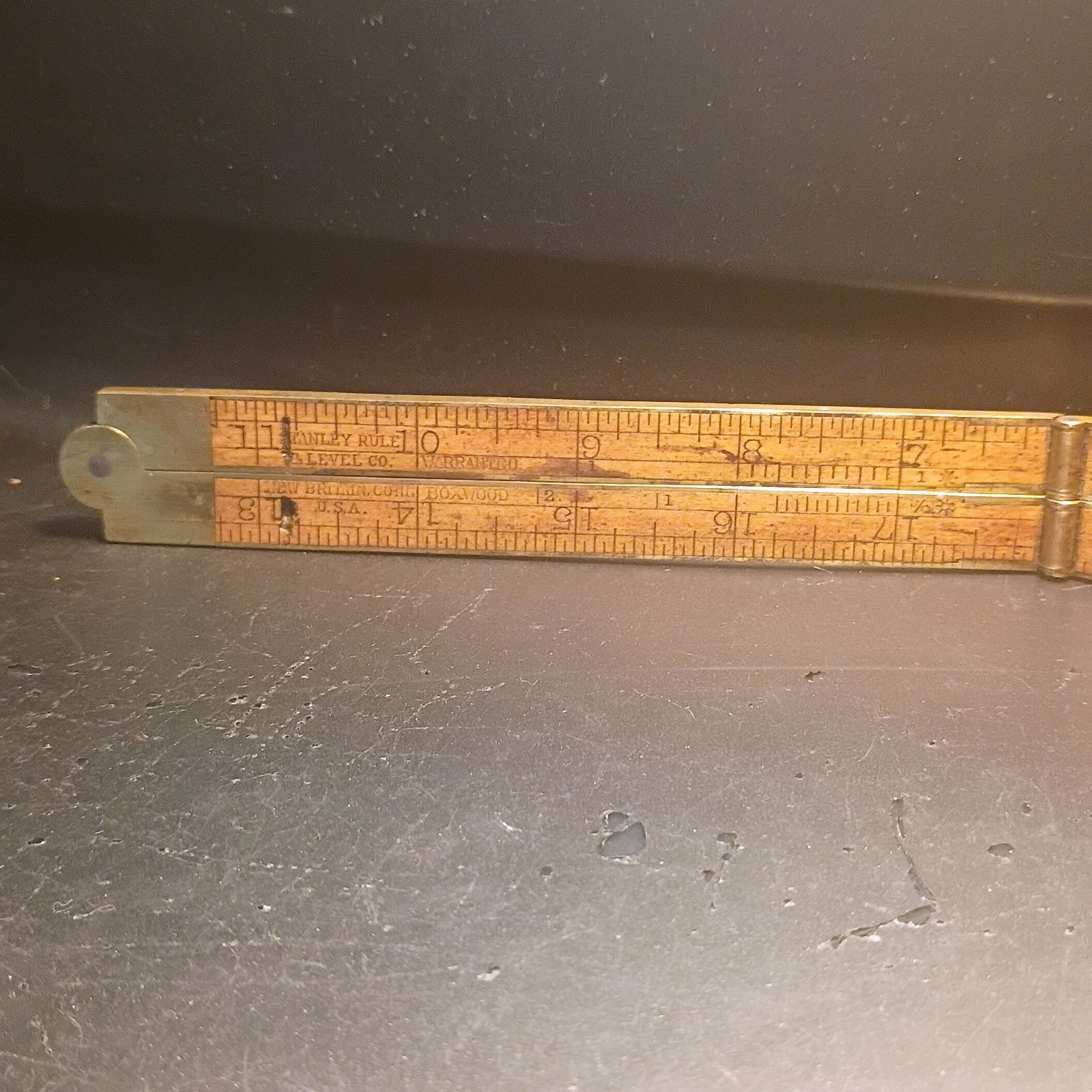 Antique 1905-1920 2 Foot Boxwood & Brass Folding Ruler Stanley No62